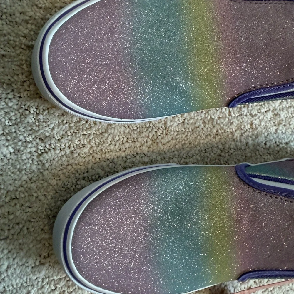 Vans Rainbow Glitter Asher Pull‎ Ons Youth Size 6 Or Women’s  Size 7 New No box